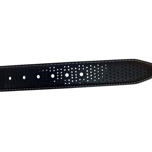 Pebble Beach Mens 40 Leather Golf Belt Perforated Design & Silver Buckle - Picture 7 of 10